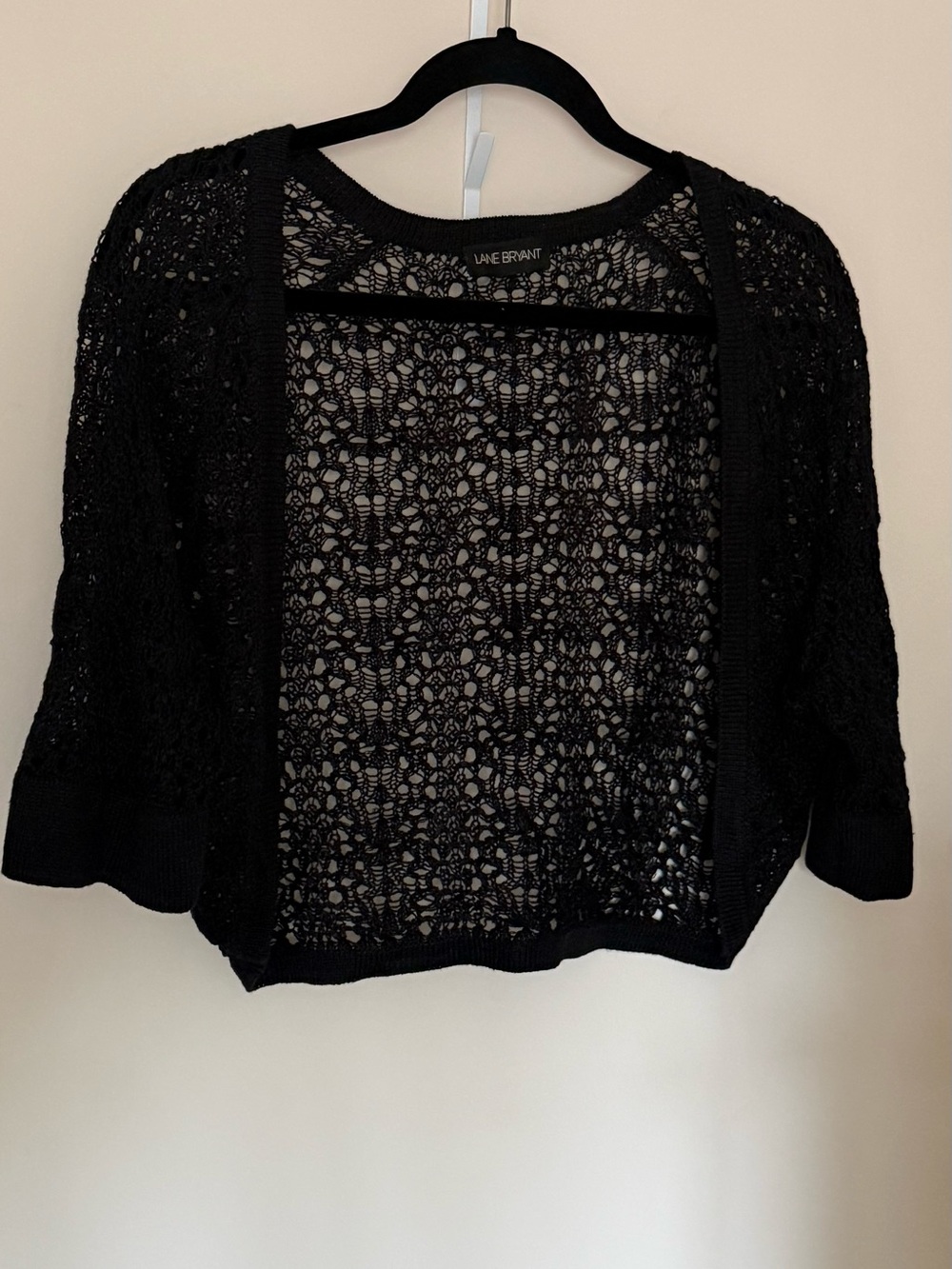 Lane Bryant Black Openwork Crochet Cardigan